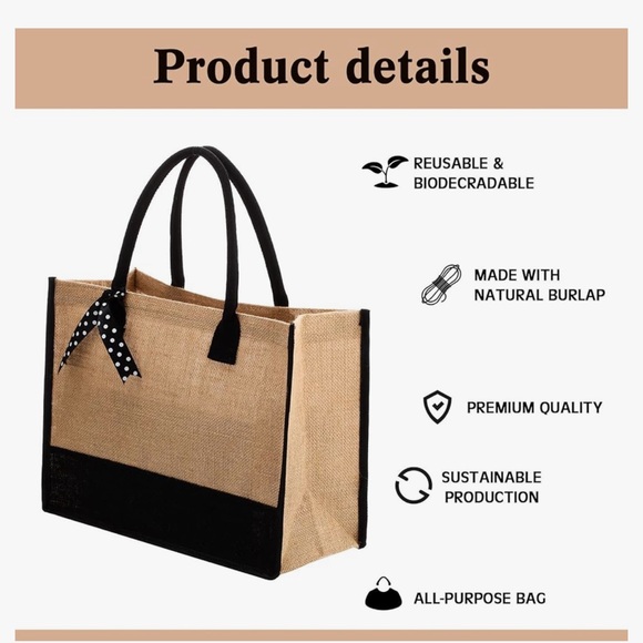 Burlap Tote Bag to Monogram with Name or Initials - Picture 2 of 5